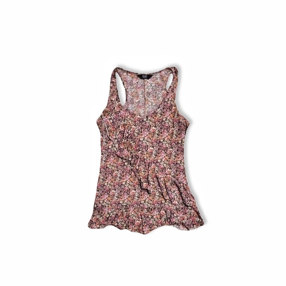 F&F Floral Ruffle Floral Racerback Tank Top Size UK 10 / US 6